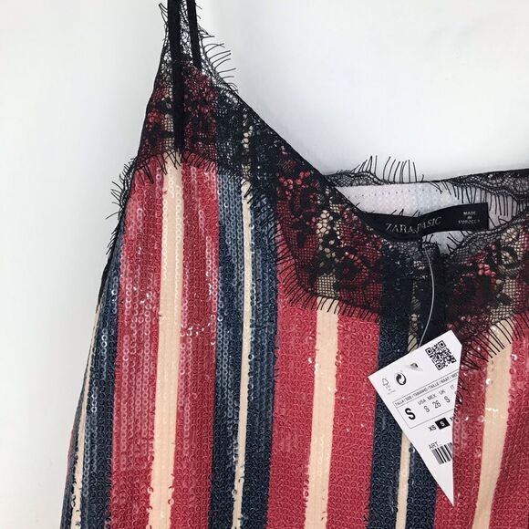 Zara Basic Sequin Patriotic Stripe Tank NEW - Picture 6 of 12